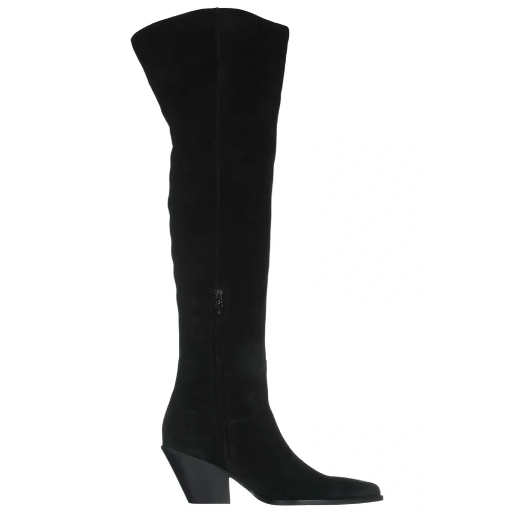 Sam‎ Edelman Women's Julee Over The Knee Boot Black Suede 6.5M Brand New